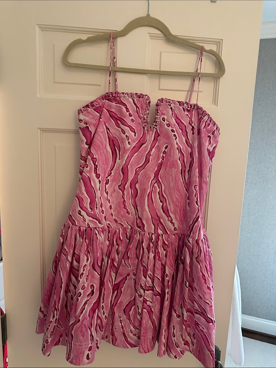 Aje Dresses & Skirts - Aje Pink Marble-Print Spaghetti Strap Dress